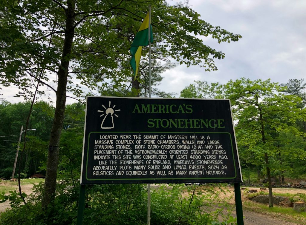 Welcome sign at America's Stonehenge in Salem, New Hampshire