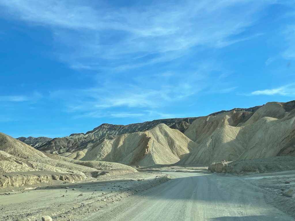 20 Mule Canyon Drive in Death Valley National Park, a yellowish rocky road